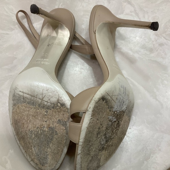 Gunmetal Nude Leather Sandals, Back Ankle Strap. 3.5” heel, Goes w/ all, Sz 8.5 - Picture 11 of 14